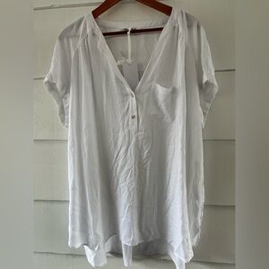 Rose & Olive Women's White Button-Up Top Basic Rayon XXL NWT